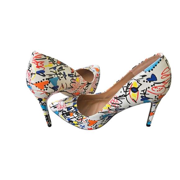 Rouge Helium Size 8M stiletto pump heel graffiti party datenight artist - Picture 8 of 10